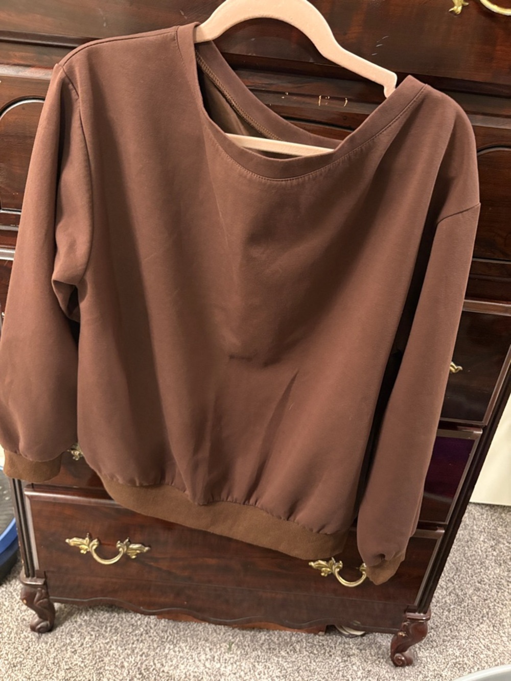 Women's Brown Pullover Sweatshirt Hoodie